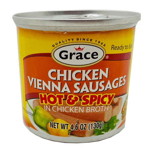 Grace Chicken Vienna Sausages Hot & Spicy in Chicken Broth (4.6 OZ) - M&D Jamaican Delights
